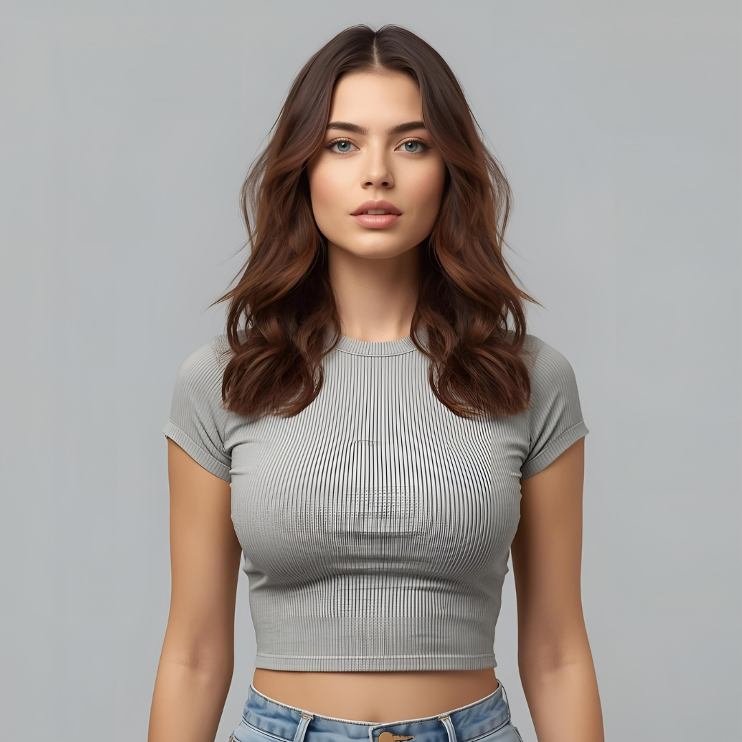 SAVINA | Grey Cropped T-Shirt